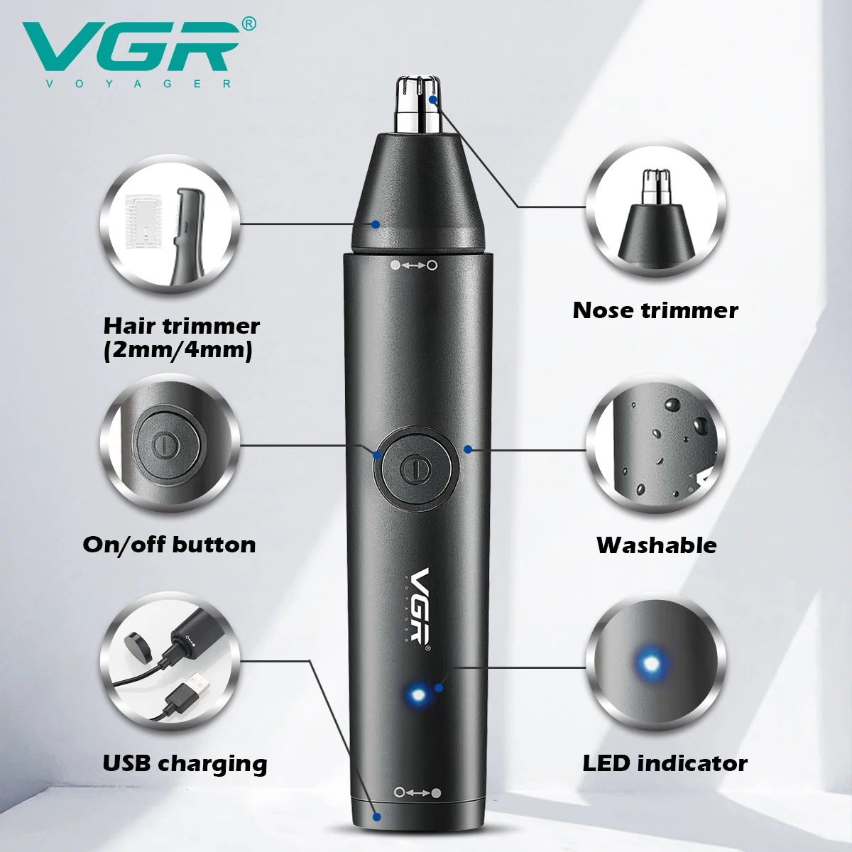 Vgr lavável nariz aparador de  - Nose Hair Trimmer avaliação e preço